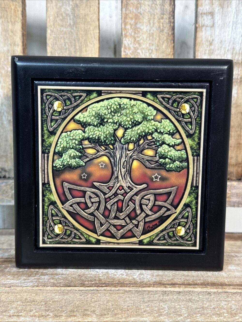 The Celtic Tree Of Life Art Tile Storage Or Jewelry Box